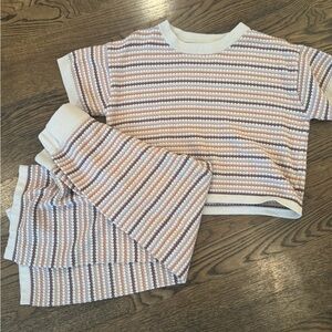 Rylee + Cru Cream and Pink Striped Set
